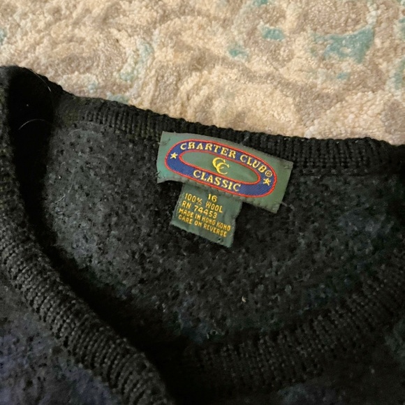 Charter Club Classic 100% wool tartan black & green vintage cardigan sweater. 16 - Picture 6 of 8